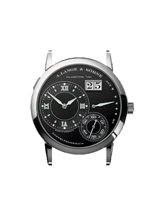 Lange 1 101.029 with Black Nubuck Alligator Strap with Hand-Stitched Tone-on-Tone Stitching