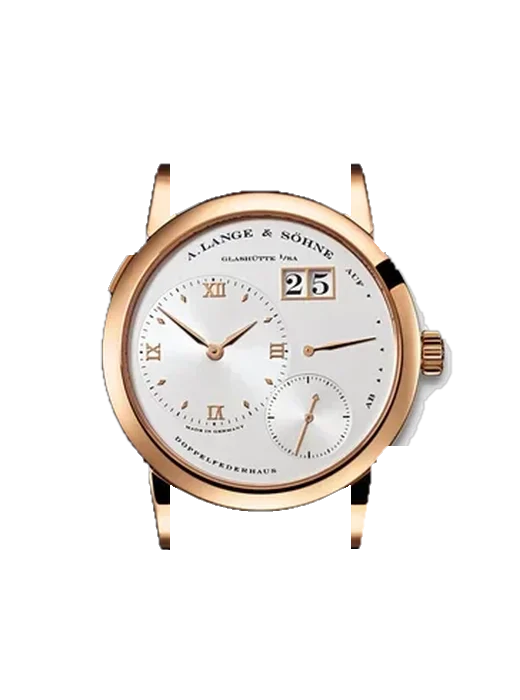Lange 1 101.032 con Correa de piel de cocodrilo en nubuck negro con costuras a juego cosidas a mano