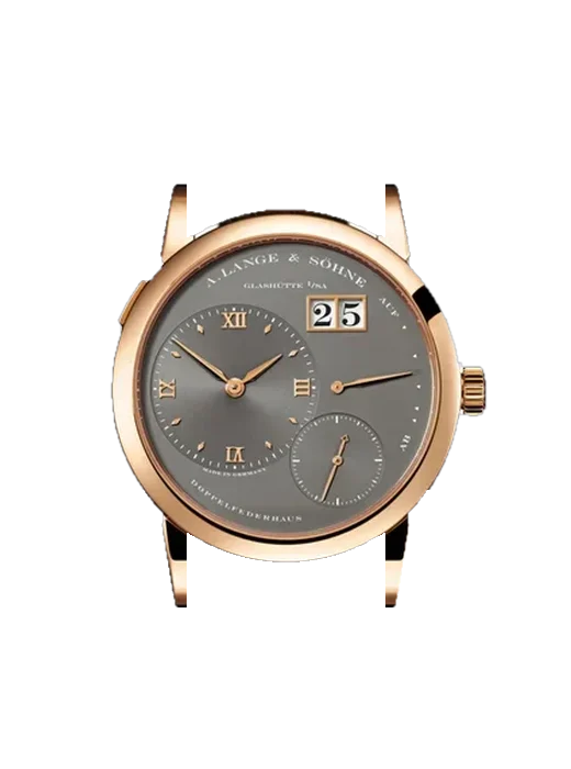 Lange 1 101.033 mit Alligator-Nubuk-Armband Schwarz mit Ton-in-Ton-Naht, handgenäht