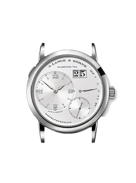 Lange 1 101.039 mit Alligator-Nubuk-Armband Schwarz mit Ton-in-Ton-Naht, handgenäht