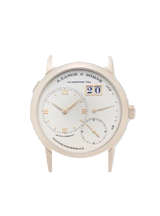 Lange 1 101.050 con Correa de piel de cocodrilo en nubuck negro con costuras a juego cosidas a mano