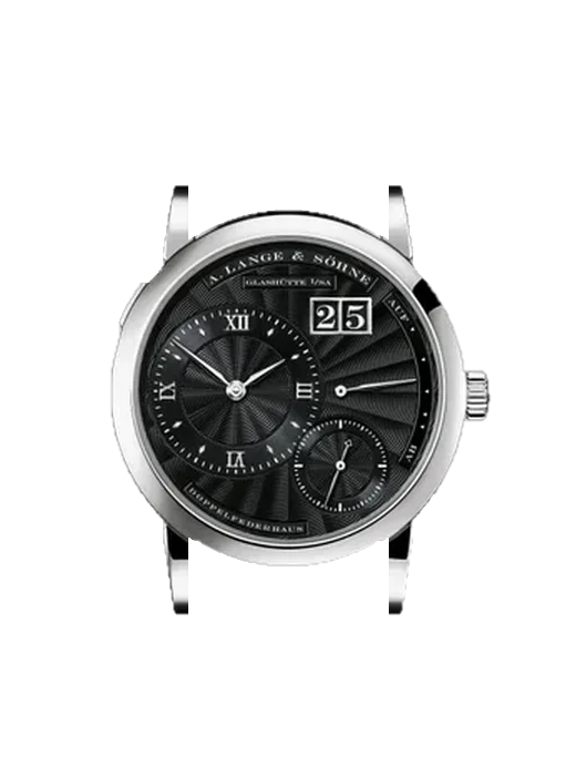 Lange 1 101.062 avec Bracelet Alligator Nubuck Noir avec Surpiqûre Ton sur Ton Faite Main