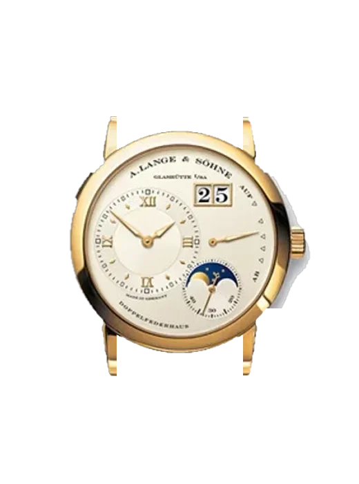Lange 1 109.321 mit Alligator-Nubuk-Armband Schwarz mit Ton-in-Ton-Naht, handgenäht