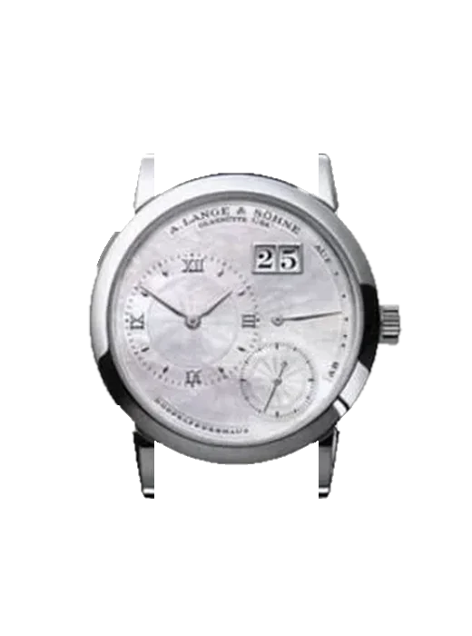 Lange 1 110.030 avec Bracelet Alligator Nubuck Noir avec Surpiqûre Ton sur Ton Faite Main