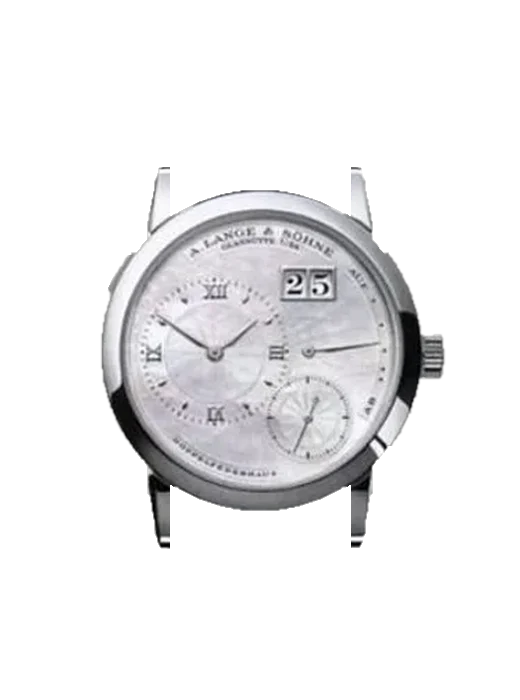 Lange 1 110.041F mit Alligator-Nubuk-Armband Schwarz mit Ton-in-Ton-Naht, handgenäht