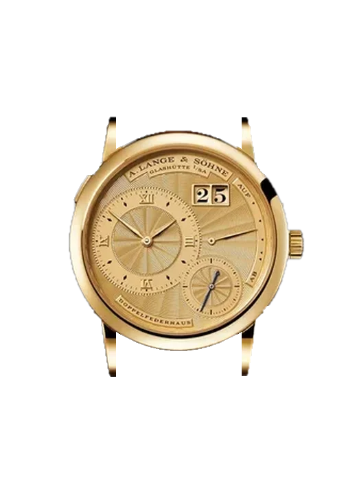 Lange 1 112.021 mit Alligator-Nubuk-Armband Schwarz mit Ton-in-Ton-Naht, handgenäht