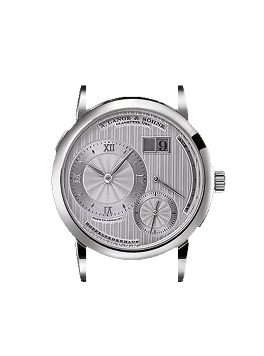 Lange 1 112.049 mit Alligator-Nubuk-Armband Schwarz mit Ton-in-Ton-Naht, handgenäht