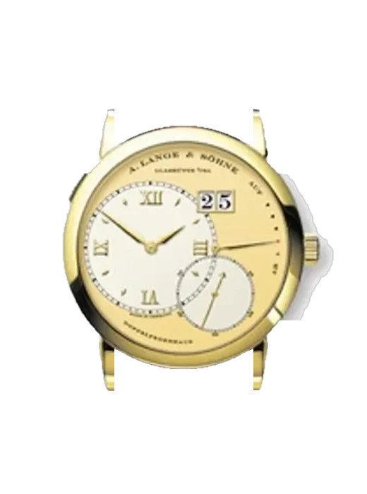 Lange 1 115.021 con Correa de piel de cocodrilo en nubuck negro con costuras a juego cosidas a mano