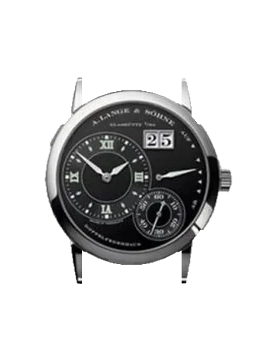Lange 1 115.029 avec Bracelet Alligator Nubuck Noir avec Surpiqûre Ton sur Ton Faite Main