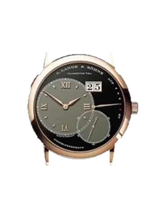 Lange 1 115.031 avec Bracelet Alligator Nubuck Noir avec Surpiqûre Ton sur Ton Faite Main