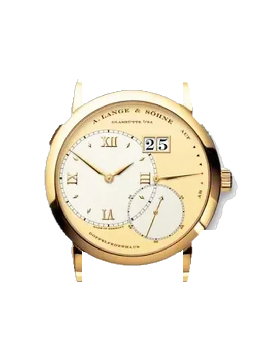 Lange 1 115.321 mit Alligator-Nubuk-Armband Schwarz mit Ton-in-Ton-Naht, handgenäht