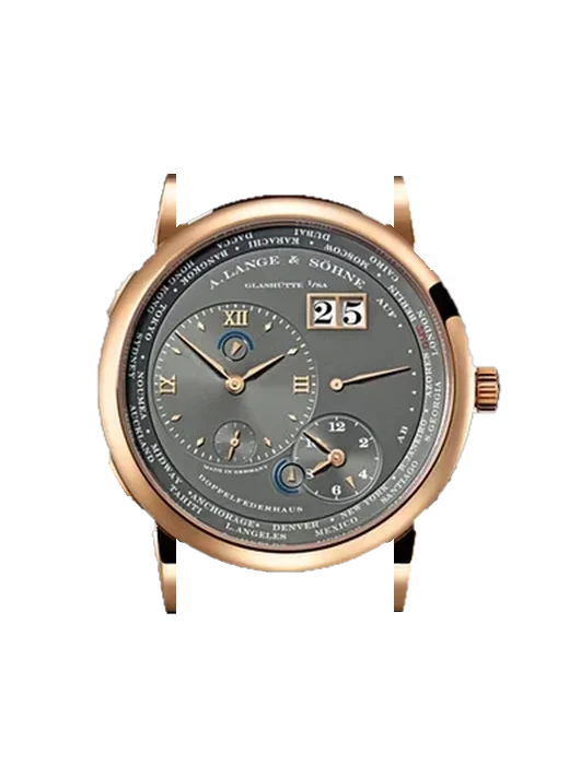 Lange 1 116.033 mit Alligator-Nubuk-Armband Schwarz mit Ton-in-Ton-Naht, handgenäht