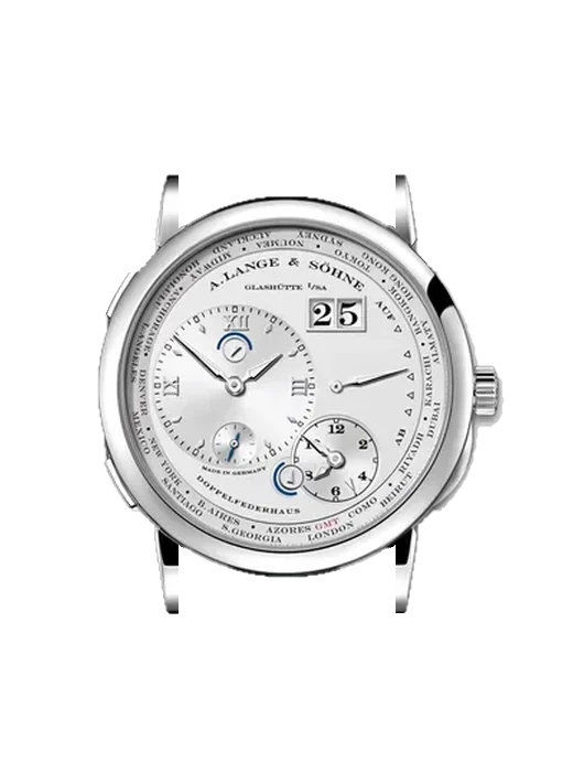 Lange 1 116.049 RS con Correa de piel de cocodrilo en nubuck negro con costuras a juego cosidas a mano