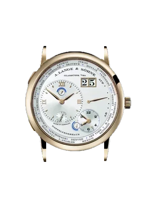 Lange 1 116.050 mit Alligator-Nubuk-Armband Schwarz mit Ton-in-Ton-Naht, handgenäht