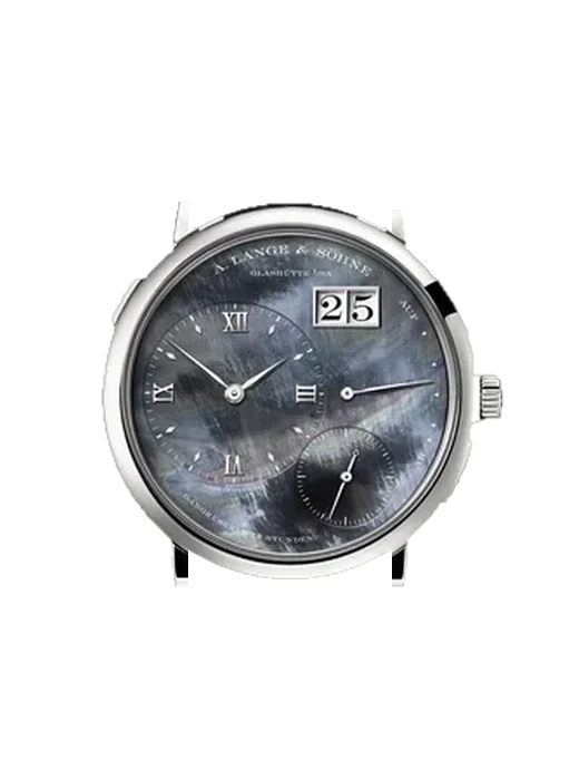 Lange 1 117.025DUB avec Bracelet Alligator Nubuck Noir avec Surpiqûre Ton sur Ton Faite Main