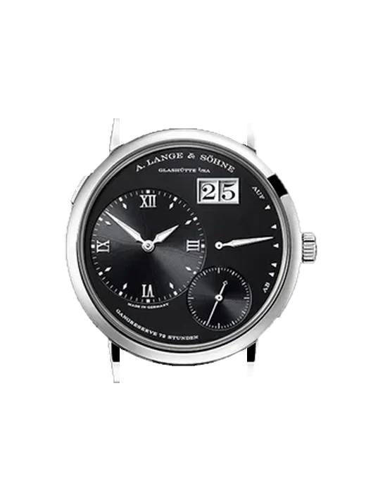 Lange 1 117.028 avec Bracelet Alligator Nubuck Noir avec Surpiqûre Ton sur Ton Faite Main