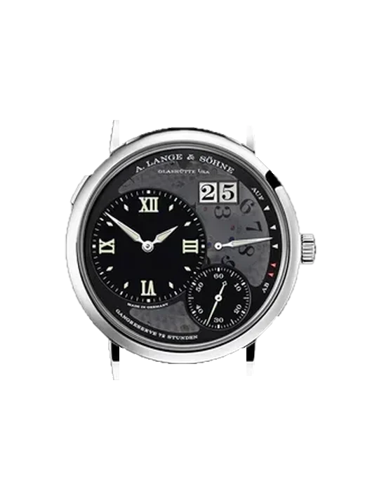 Lange 1 117.035 mit Alligator-Nubuk-Armband Schwarz mit Ton-in-Ton-Naht, handgenäht