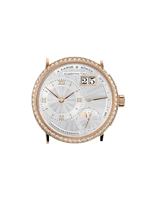 Lange 1 182.830 avec Bracelet Alligator Nubuck Noir avec Surpiqûre Ton sur Ton Faite Main