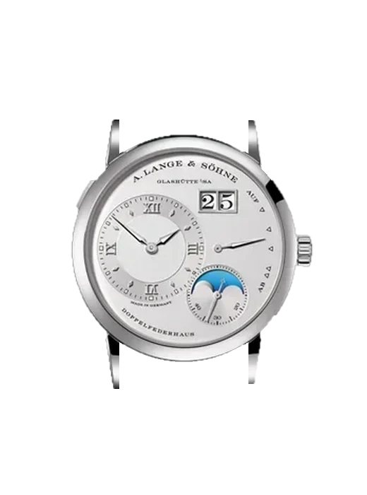 Lange 1 190.025 avec Bracelet Alligator Nubuck Noir avec Surpiqûre Ton sur Ton Faite Main