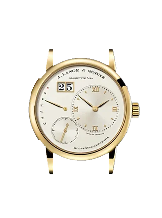 Lange 1 320.021 avec Bracelet Alligator Nubuck Noir avec Surpiqûre Ton sur Ton Faite Main