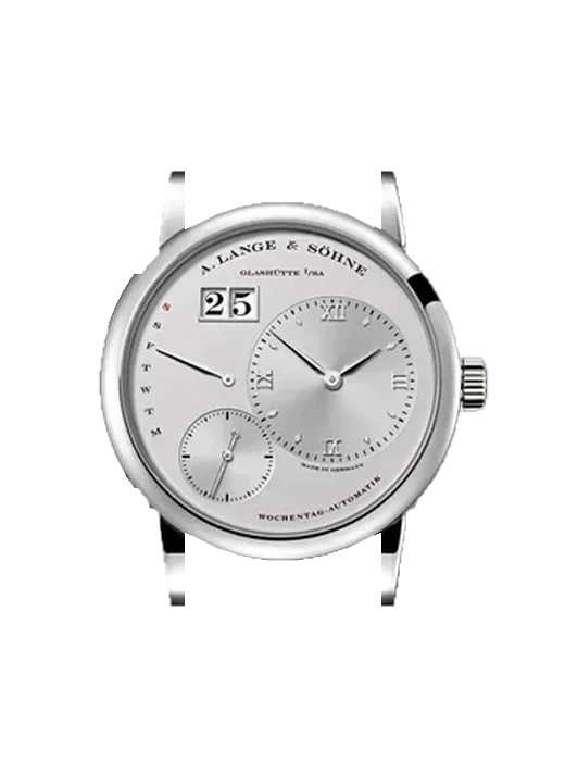 Lange 1 320.025 avec Bracelet Alligator Nubuck Noir avec Surpiqûre Ton sur Ton Faite Main