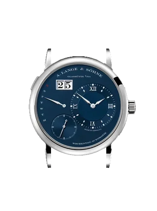 Lange 1 320.028 avec Bracelet Alligator Nubuck Noir avec Surpiqûre Ton sur Ton Faite Main