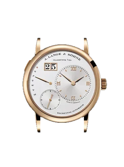 Lange 1 320.032 avec Bracelet Alligator Nubuck Noir avec Surpiqûre Ton sur Ton Faite Main