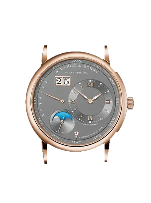 Lange 1 345.033 avec Bracelet Alligator Nubuck Noir avec Surpiqûre Ton sur Ton Faite Main