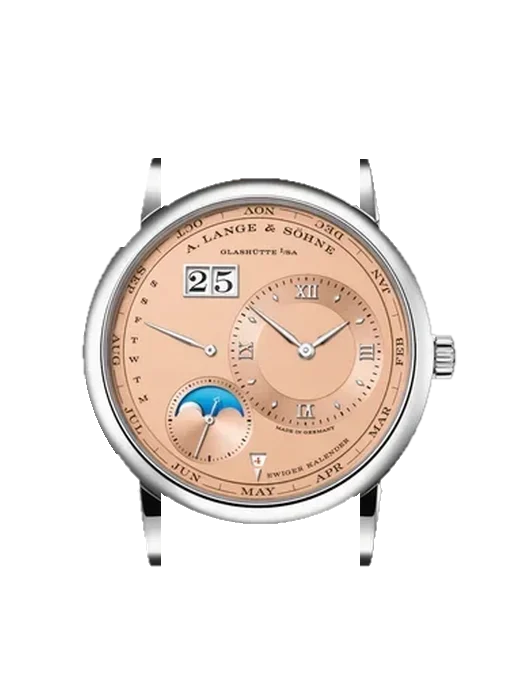 Lange 1 345.056 avec Bracelet Alligator Nubuck Noir avec Surpiqûre Ton sur Ton Faite Main