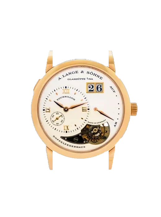 Lange 1 704.032 avec Bracelet Alligator Nubuck Noir avec Surpiqûre Ton sur Ton Faite Main