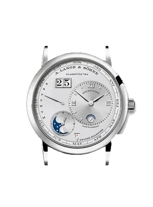 Lange 1 720.025 avec Bracelet Alligator Nubuck Noir avec Surpiqûre Ton sur Ton Faite Main