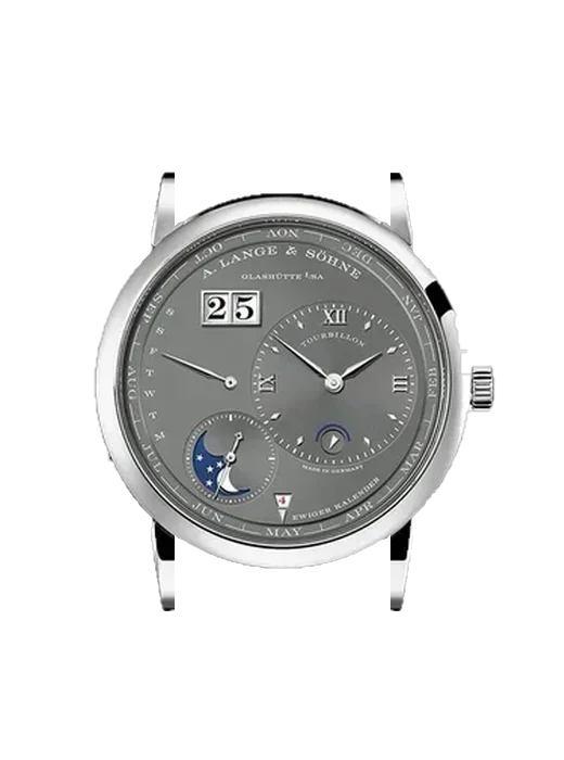 Lange 1 720.038 mit Hybrid Armband aus Alligator und Kautschuk Blau