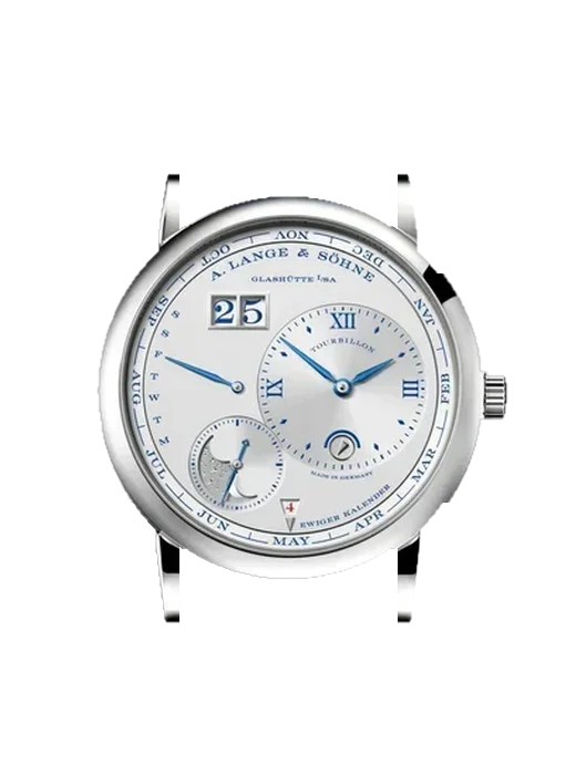Lange 1 720.066 con Cinturino Alligatore Nubuck Nero con Cucitura Sur Tone a Mano