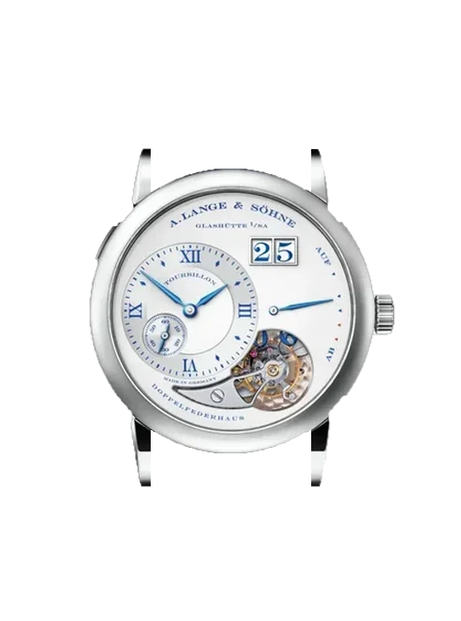 Lange 1 722.066 avec Bracelet Alligator Nubuck Noir avec Surpiqûre Ton sur Ton Faite Main