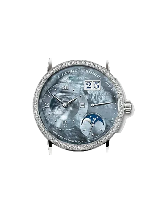 Lange 1 819.049 mit Alligator-Nubuk-Armband Schwarz mit Ton-in-Ton-Naht, handgenäht