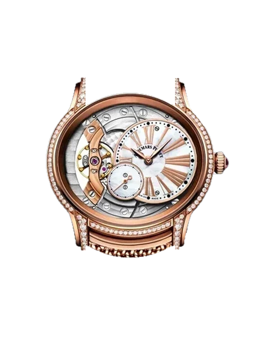 Millenary 77247OR.ZZ.1272OR.01 avec Bracelet Alligator Nubuck Noir avec Surpiqûre Ton sur Ton Faite Main