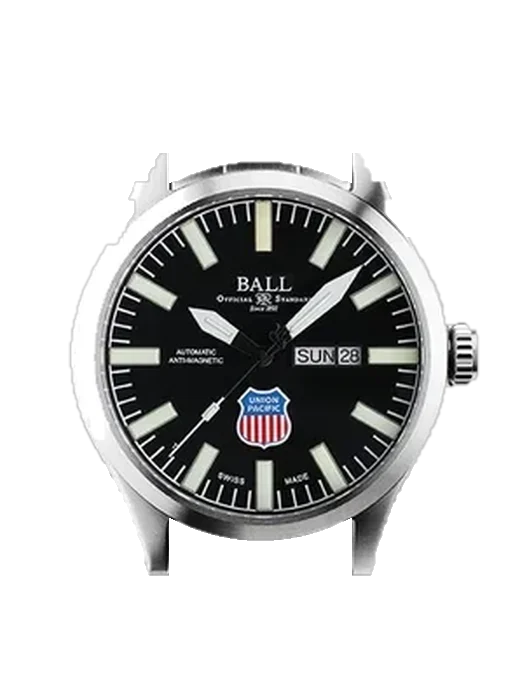 Official Railroad Watch NM1080C-S2-BK avec Bracelet Grand Cavalier Cuir Orange