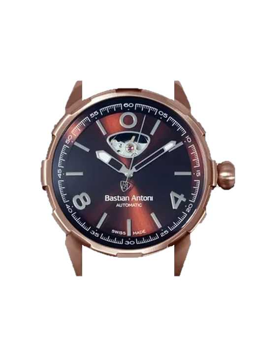 Turbulent BA01.ROSE/BROWN.8719326505862 con Correa híbrida de piel de cocodrilo y caucho azul