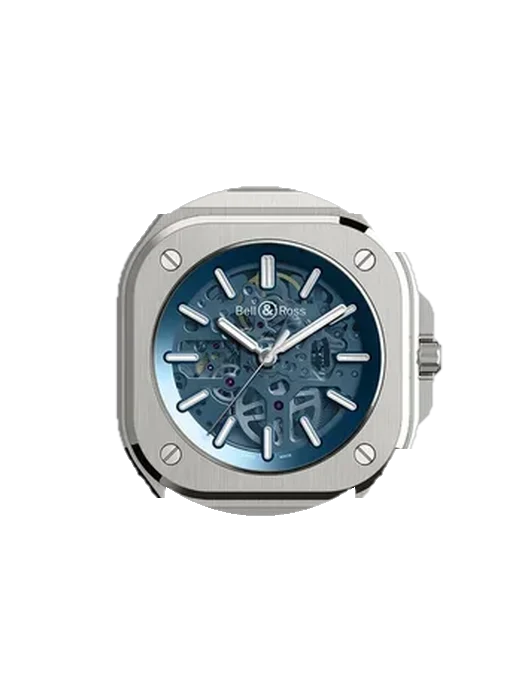 Instruments BR05A-BLU-SKST/SST avec Bracelet de montre en cuir de veau vintage marron — Patine naturelle