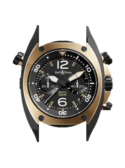 Marine BR02-CHR-BICOLOR avec Bracelet de montre en cuir de veau vintage marron — Patine naturelle