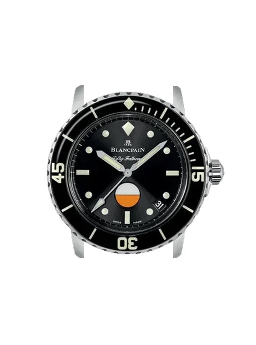 Fifty Fathoms 5008-1130-71S mit Schwarzes Saffiano-Armband mit ecrufarbenen Nähten