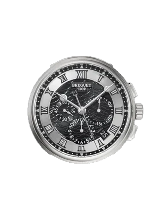 Marine 525BB/92/5WV mit Alligator-Nubuk-Armband Schwarz mit Ton-in-Ton-Naht, handgenäht