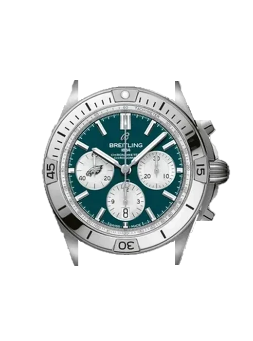 Chronomat B01 42 AB01342B1L4S1 con Correa de piel de becerro vintage marrón — Patina natural