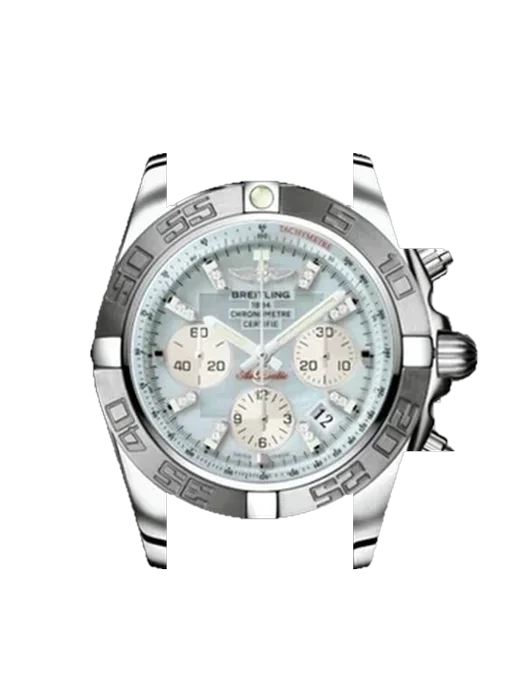 Chronomat B01 44 AB011011/G686/375A con Correa de piel de becerro vintage marrón — Patina natural