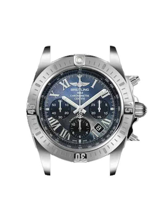 Chronomat B01 44 AB01153A1B1A1 mit Vintage Kalbslederarmband Braun — Natürliche Patina