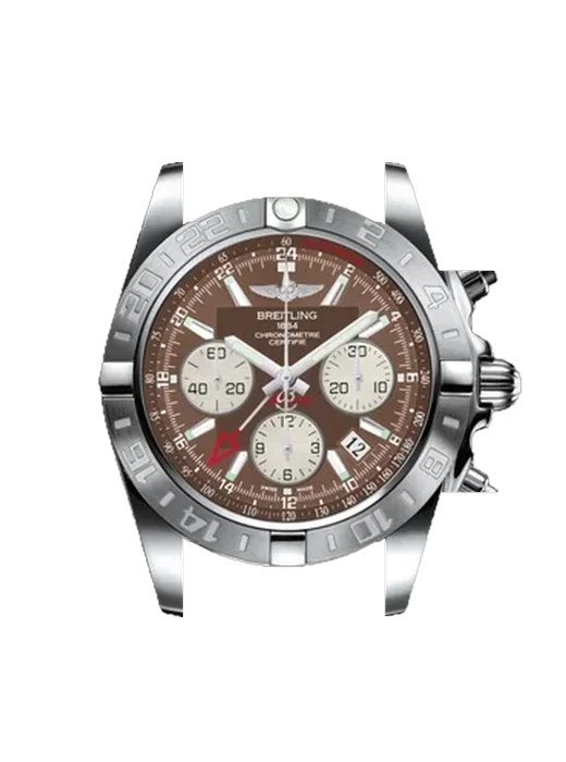 Chronomat B01 44 AB042011.Q589.737P con Correa de piel de becerro vintage marrón — Patina natural