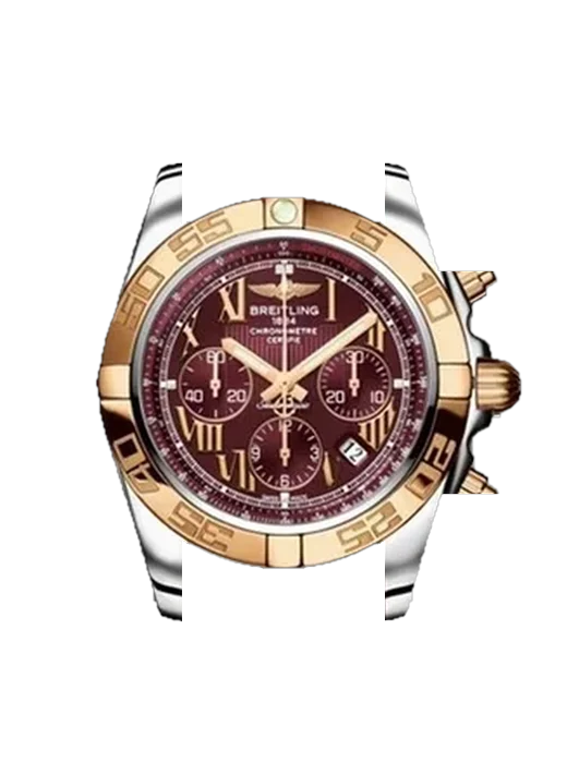 Chronomat B01 44 CB011012/K523/743P mit Vintage Kalbslederarmband Braun — Natürliche Patina