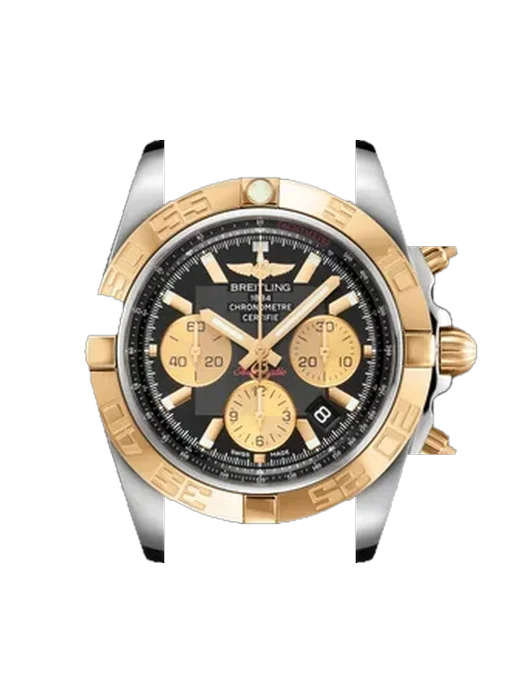 Chronomat B01 44 CB0110121B1C1 con Correa de piel de becerro vintage marrón — Patina natural