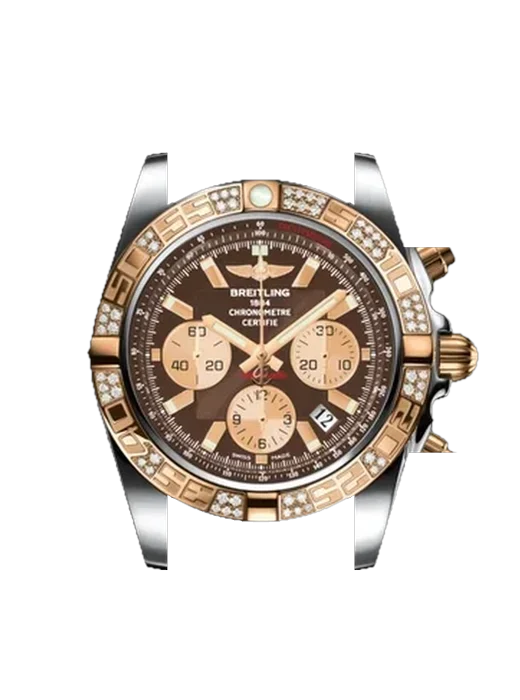 Chronomat B01 44 CB0110AA.Q576.375C avec Bracelet de montre en cuir de veau vintage marron — Patine naturelle