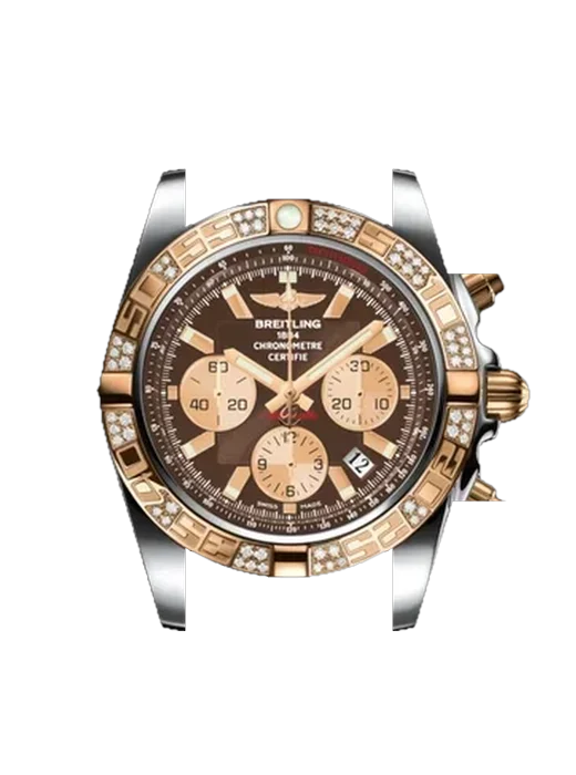 Chronomat B01 44 CB0110AA.Q576.433X con Correa de piel de becerro vintage marrón — Patina natural